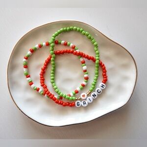 Grinch Christmas Beaded Bracelets